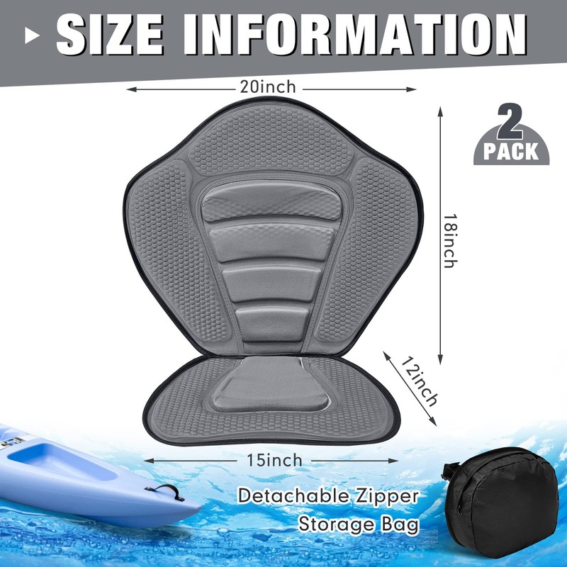 Lewtemi 2 Pack Kayak Seats with Back Support Padded Boat