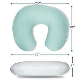 Dormlony Nursing Pillow with Removable Muslin Cover,Nursing Pillows for Breastfeeding,Tummy time and Baby Sitting Support,Blue