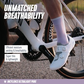 INCYLENCE Women's Road Bike Socks, Ultra Thin Cycling Socks with Light Compression, Breathable and Smooth Toe Seam for Cycling, 1 Pair, Purple, 39 - 42