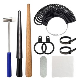 10 PCS Ring Sizer UK Suits, Ring Measurement Tool UK Sizes, Ring Gauges Finger Sizer UK Making Kit,Ring Size Measurement Tool with Polishing Strip, Plastic Hammer and Cleaning Cloth