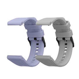 kwmobile Straps Compatible with Withings ScanWatch 42mm / Steel HR 40mm / ScanWatch Horizon Straps - 2x Replacement Silicone Watch Bands - Grey/Lavender