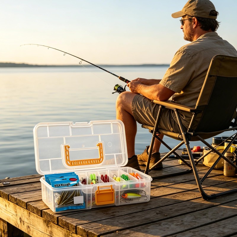 Fishing Tackle Box, Clear Plastic Fishing Bait and Lure Organizer