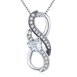 April Birthstone Necklace 925 Sterling Silver Zirconia Pendant Birthstone jewellery Anniversary Mother's Day Birthday Gifts for Women Mom Wife Girlfriend