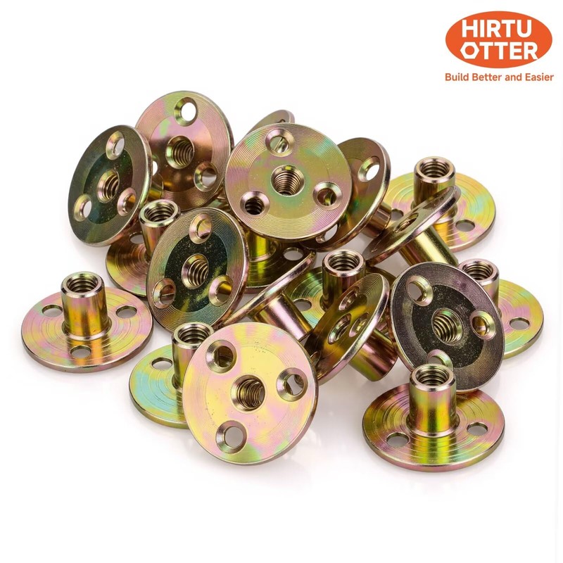 20 pcs 3/8"-16 Carbon Steel Round Base T-Nuts, Heavy-Duty Flange