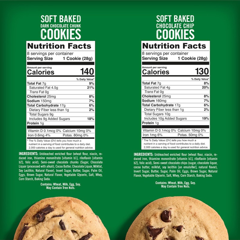 Tate's Bake Shop Soft Baked Cookies Variety Pack, Dark Chocolate