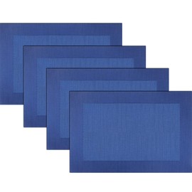 Panda Palm Vinyl Placemats Heat-Resistant Table Mats Washable Easy Clean Plastic Placemats for Dining Table Set of 4(Blue)
