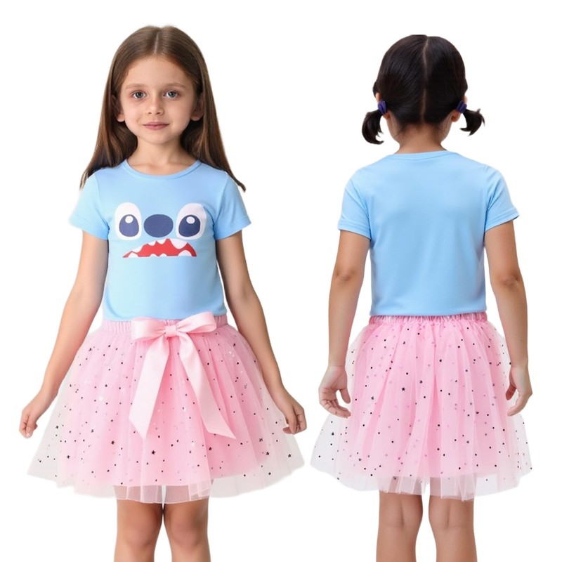 Xiueara Girls Cute Space Creature Tutu Dress for Kids Blue