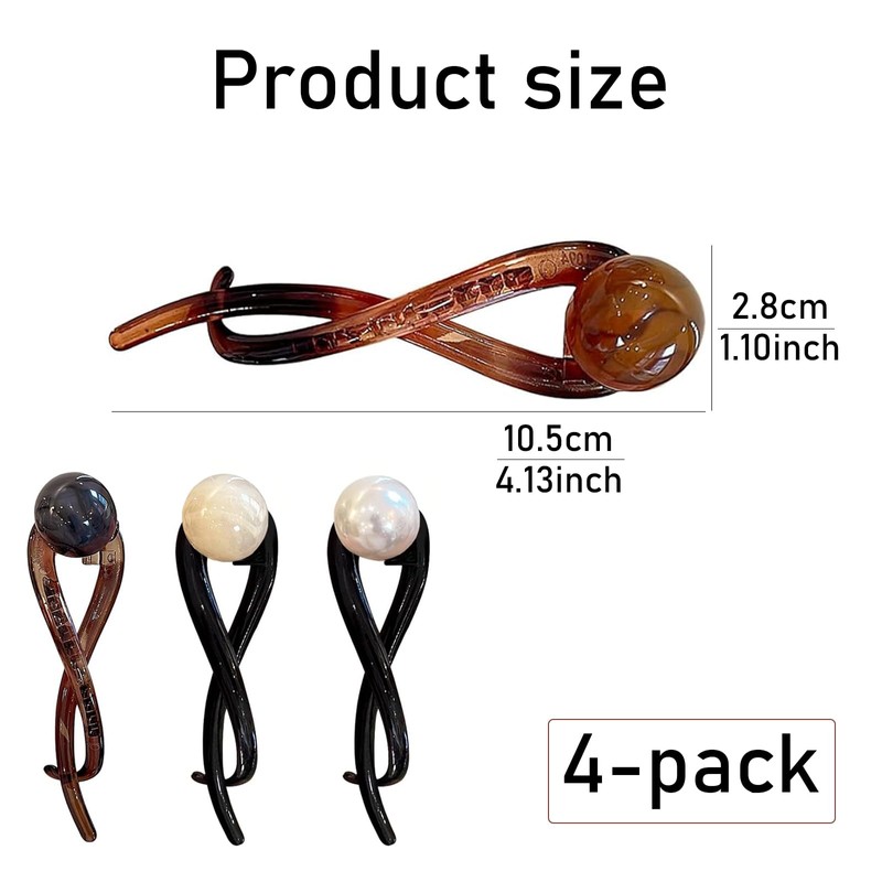 Guyode Pack of 4 French Hair Pin, Banana Hair Clip,