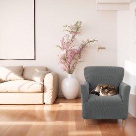 LiveGo Armchair Covers Banquet Armchair Slipcovers stretch knit Chair Slipcover with Arms Stretch Chair Covers for Living Room Soft Armchair Slipcover Nonslip Dog Pet Friendly Furniture Protector