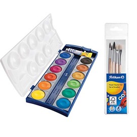 Pelikan DIN 5023 Opaque Paint Box Set K12, 12 Colours and 1 Tube Opaque White, School Standard, multicolour