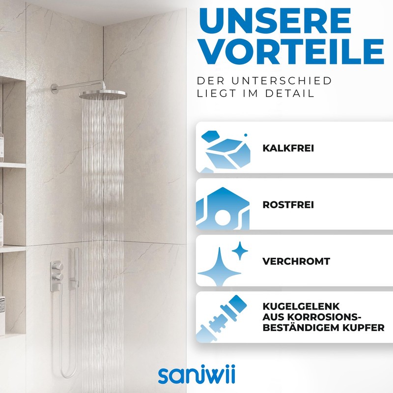 Rain Shower [Shower Head & Self-Cleaning] - Lime-Free & Rustproof
