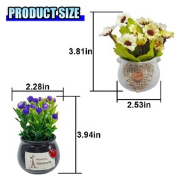 DUSCOKE 2PCS Cute Flower Bouquet in Pottery Vase Car Dashboard Decorations - Artificial Plant Rear View Mirror Ornament for Women Girl - Aesthetic Car Interior Dash Ornament Accessory (Purple/Beige)