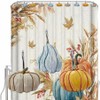 ZCHOMI 12PCS Fall Pumpkin Shower Curtain Hooks, Autumn Harvest Thanksgiving