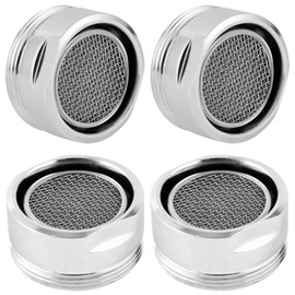 iFealClear 4 Pack Stainless Steel Faucet Aerator, Kitchen Sink Faucet Aerator Adapter with Brass Shell, 15/16 Inch/24 mm Male Thread Water-conserving Filter with Gasket for Bathroom, Chrome