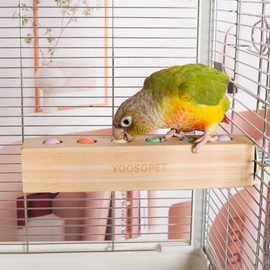 YOOSO WING Bird Toys & Bird Perch, Bird Wooden Block Chewing Toy Parrot Foraging & Puzzle Toys Bird Cage Accessories for Conures Parakeets Cockatiels Lovebirds African Grey Macaws (Spinning Ball)