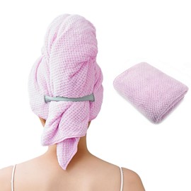 Netcken Large Microfiber Hair Towel for Women,Fast Drying Hair Wrap for Curly Hair,Super Absorbent and Soft Towel for Long 24 * 42 inches (Purple