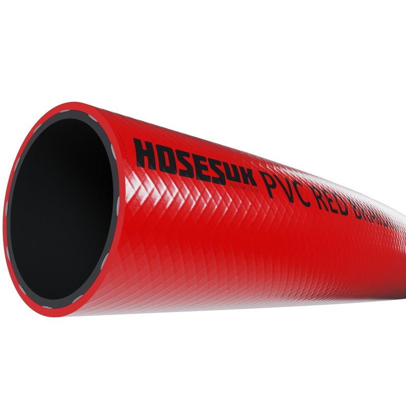 10mm (3/8") x 14mm (9/16") Red Braided PVC Flexible Hose