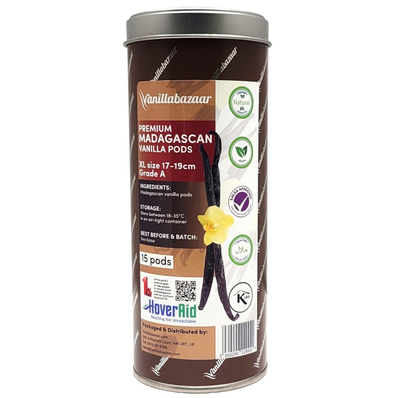 Vanillabazaar's Sustainable XL Extra Long Madagascan Vanilla Pods, 17-19cm Long,