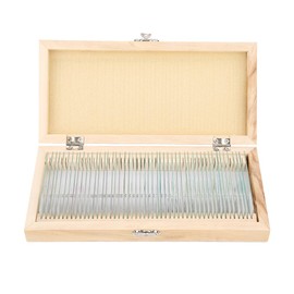 50pcs Biology Glass Prepared Microscope Slides Lab Specimens With Wood Box