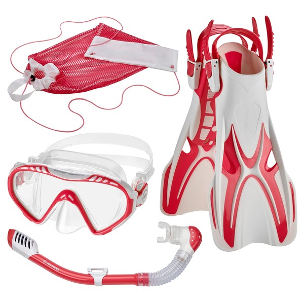 Phantom Aquatics Rapido Boutique Collection Sunshine Junior Mask Fin Snorkel Set, Kids Snorkeling Set with Snorkel Bag, CWT-L
