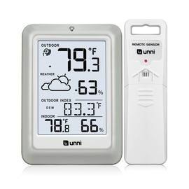 Indoor Outdoor Thermometer Hygrometer Wireless Weather Station, Temperature Humidity Monitor Battery Powered Inside Outside Thermometers with 330ft Range Remote Sensor and Backlight Display