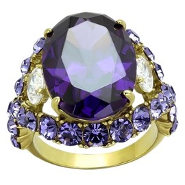 YourJewelleryBox TK2160pb AMETHYST OVAL SIMULATED DIAMOND RING WOMENS COCKTAIL SHOWSTOPPER SIZE T USA 10