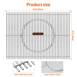 onlyfire Stainless Steel Grill Cooking Grate with Gourmet BBQ System for Weber Spirit 300, SMOKEFIRE EX4/EX6/EPX6, Spirit 400 Series, Genesis 1000-5000, Genesis Silver B/C Grills