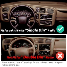 G-PLUS Dashboard Dash Trim Bezel Cover Single Din Compatible with Chevy Blazer S10 GMC Jimmy S15 Sonoma 1998 1999 2000 2001 2002 2003 2004 15013761 Brown (not fit double din)