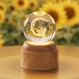 Fairy Gifts for Girls and Women,Rotating Crystal Ball Light,LED Light Base
