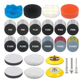133PCS Sanding Discs Car Polishing Pads Kit for Drill, Headlight Restoration Kit, 75mm Wet and Dry Sandpaper 60-10000 Grits, Car Polishing Kit Drill Sanding Attachments for Auto Wood Metal