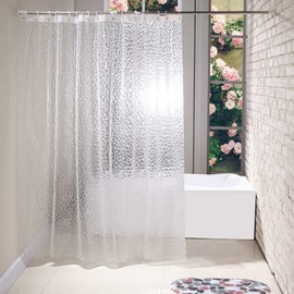 Daesar Shower Curtain, Transparent, Washable, Shower Curtains, 180 x 200 cm, Peva Bath Curtain with Motif, Plain Shower Curtain, Anti-Mould for Shower