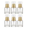 6Packs 20ml Clear Glass Lotion Pump Bottles Refillable Travel Cosmetic