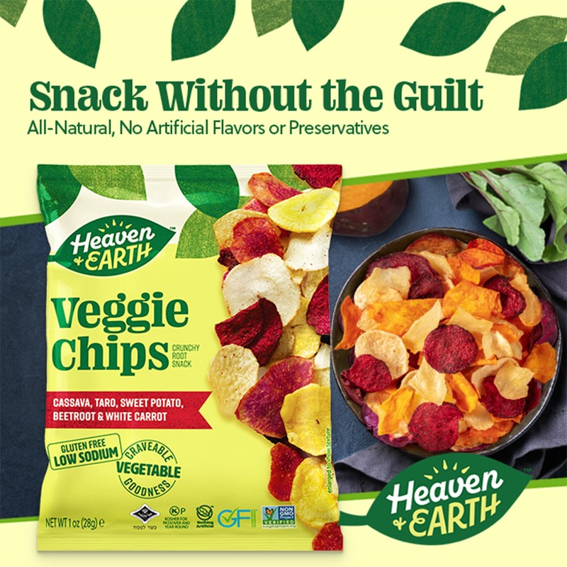 Heaven & Earth Veggie Chips, Root Vegetable Medley Chips 1oz