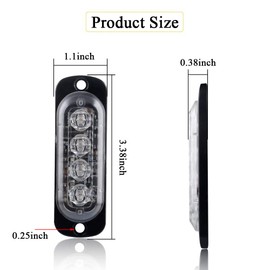 Sidaqi Blue 4-LED Surface Flash Mount Grille Emergency Strobe Lights Ultra Slim Deck Dash Grill Warning Police Light Hazard Beacon Caution Flashing Light for Vehicles Van Waterproof 12-24V-4PCS