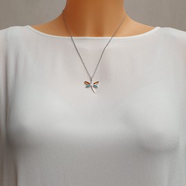 Kiara Jewellery 925 Sterling Silver Dragonfly Pendant Necklace Inlaid with Brown Baltic Amber and Turquoise on 18 Inch Sterling Silver Chain., Sterling Silver, Amber