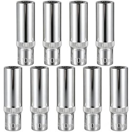 9-Piece 10mm Deep Sockets, 1/4-Inch Drive, 6-Point, Corrosion Resistance, Compatible with Standard Ratchet Wrenches and Tools