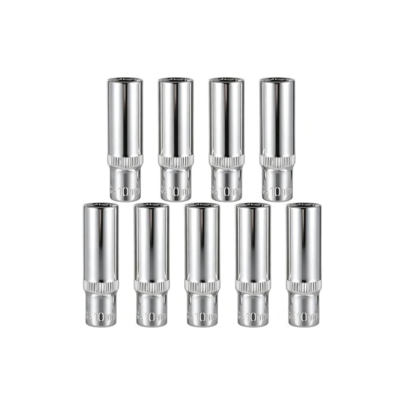 9-Piece 10mm Deep Sockets, 1/4-Inch Drive, 6-Point, Corrosion Resistance, Compatible