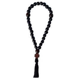 Orthodox Prayer Rope Chotki Christian Komboskoini 30 Knots Wood Cross Black