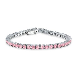 Bling Jewelry 12 Ctw 4 Prong Basket Set Solitaire Round Cubic Zirconia Aaa CZ Tennis Bracelet for Women Prom Bride Silver-Plated Simulated Jewel Colour Birthstones 7.5 Inch, Stone, Cubic Zirconia