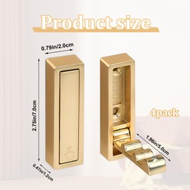 Wshxjzyay 4pack Gold Foldable Wall Hooks, Folding Coat Hooks Wall Mounted, Foldable Plant Hanger, Gold Coat Rack Wall Mount (4, Square)