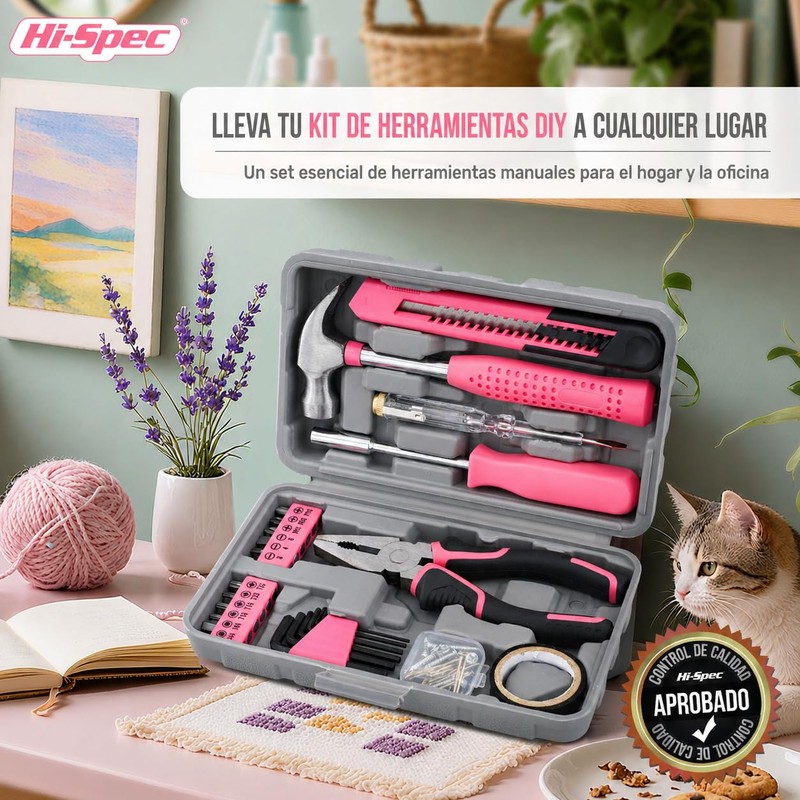 Hi-Spec Juego de Herramientas Rosa Compacto de 25 Piezas para