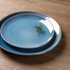 GBHOME Ceramic Dinnerware Sets for 4, 12 Pieces Stoneware Plates and Bowls Sets, Reactive Glaze Dishes -Scratch Resistant, Dishwasher&Microwave Safe-Ink Blue