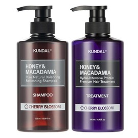 [KUNDAL]  Honey & Macadamia Natural Shampoo and Conditioner Set Moisturize, Hydrate, Repair, K-Beauty, Sulfate-Free 500ml 2Set (16.9 fl oz 2 Set) Gentle Daily Haircare, Scent, Silky hair Oil Argan - Scent: Cherry Blossom