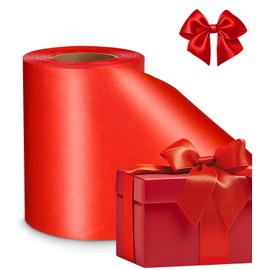 Red Ribbon, Gift Ribbon Red, 22 m x 10 cm Large Bow Satin Ribbon, Wide Gift Ribbon Large Bow Satin Ribbon for Wrapping Gifts, Christmas, Wedding, Decorating, Opening Ceremony