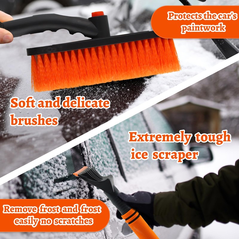 Hyran Car Ice Scraper with Broom Ice Scraper Car Removable