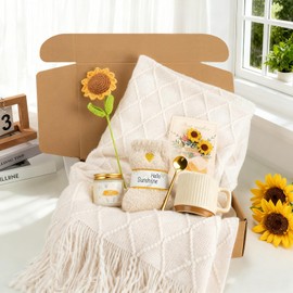 Sending Sunshine Gifts,Birthday Gifts Basket for Women, Self Care Baskets, Thinking of You Gifts Get Well Gift for Women, Relaxing Care Package for Her Christmas, Mother’s Day, and Valentine’s Day