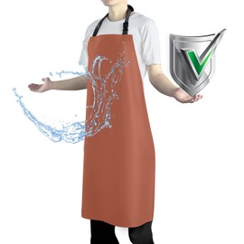 Vammcht Waterproof Rubber Vinyl Apron Heavy Duty Chemical Resistant Work Apron Extra Long Grilling Aprons with Adjustable Bib Apron for Dishwashing Lab Butcher Cooking Kitchen Orange