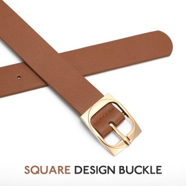 XZQTIVE Women's Leather Belts for Jeans Dress Pants Black Brown Belts for Women Ladies Waist Belts with Gold Buckle