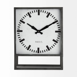 Mercana Furniture Felix Gray Metal Square Industrial Table Clock
