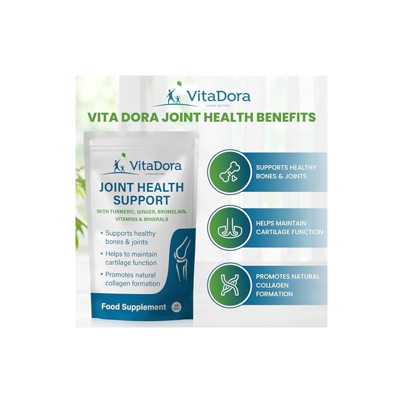 Joint Health Support Supplements with Turmeric, Ginger, Bromelain + Vitamins